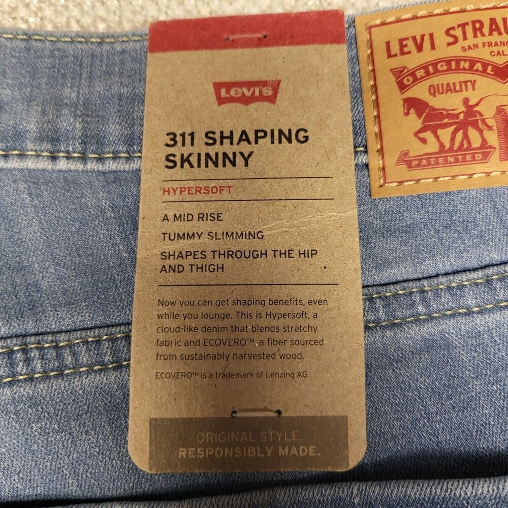 Levis 311 Shaping Skinny Mid Rise Light Wash Jeans Women's W34 L30 Denim NWT - Picture 3 of 15